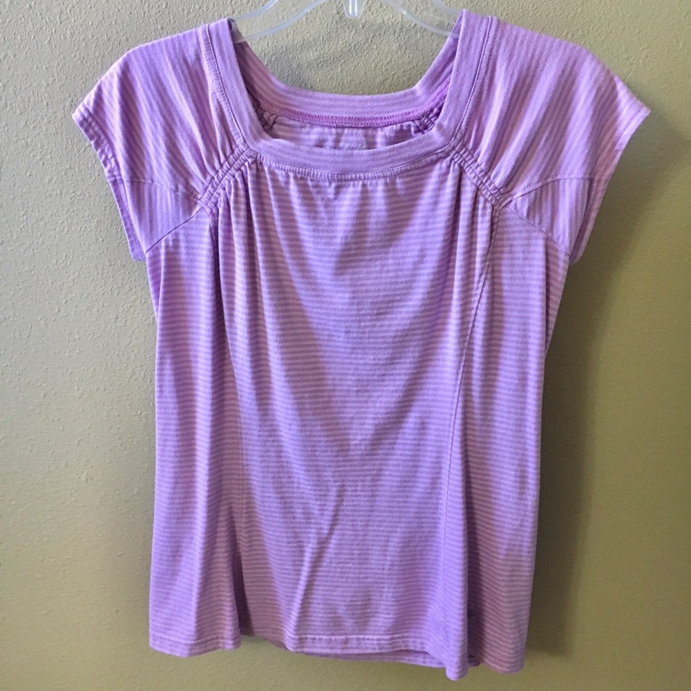Woolrich Striped Lavender Soft Stretch Tee Shirt